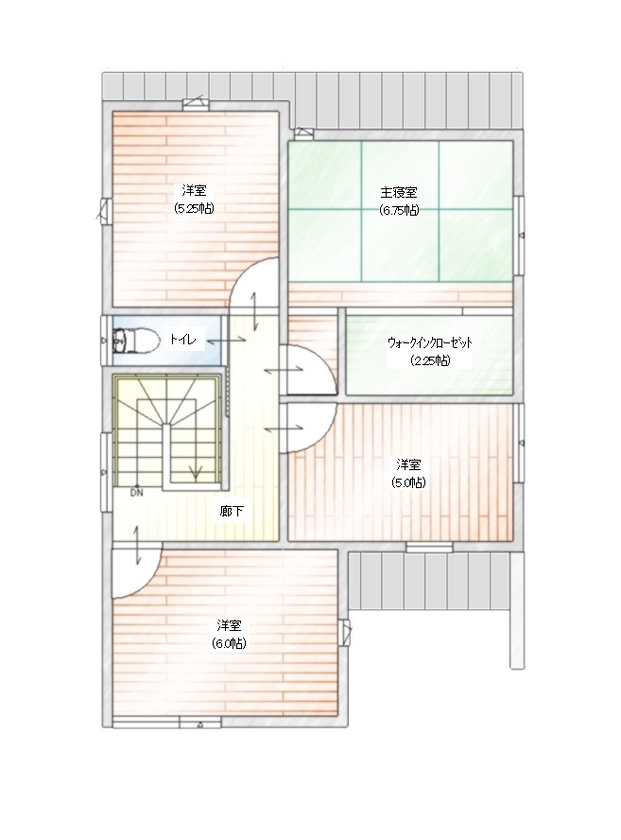 アルファホーム 【愛知県高浜市｜オーダーキッチン】気がつけば、３人と３匹がキッチンに集まる、にぎやかな毎日の間取り図（4LDK）2階
