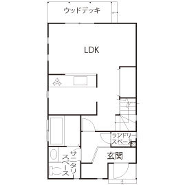 OREGON（オレゴン）の家　日本物産 【千葉市/輸入住宅風/間取りあり】気分は海外ドラマの主人公。洗練されたアメリカンハウスで暮らす。の間取り図（3LDK）1階