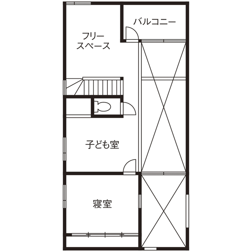 イオスホーム 【2000万円台/30坪台/ガレージ/吹き抜け/間取り図】性能も日当たりも計算されたオシャレなデザイン住宅の間取り図（1LDK）2階