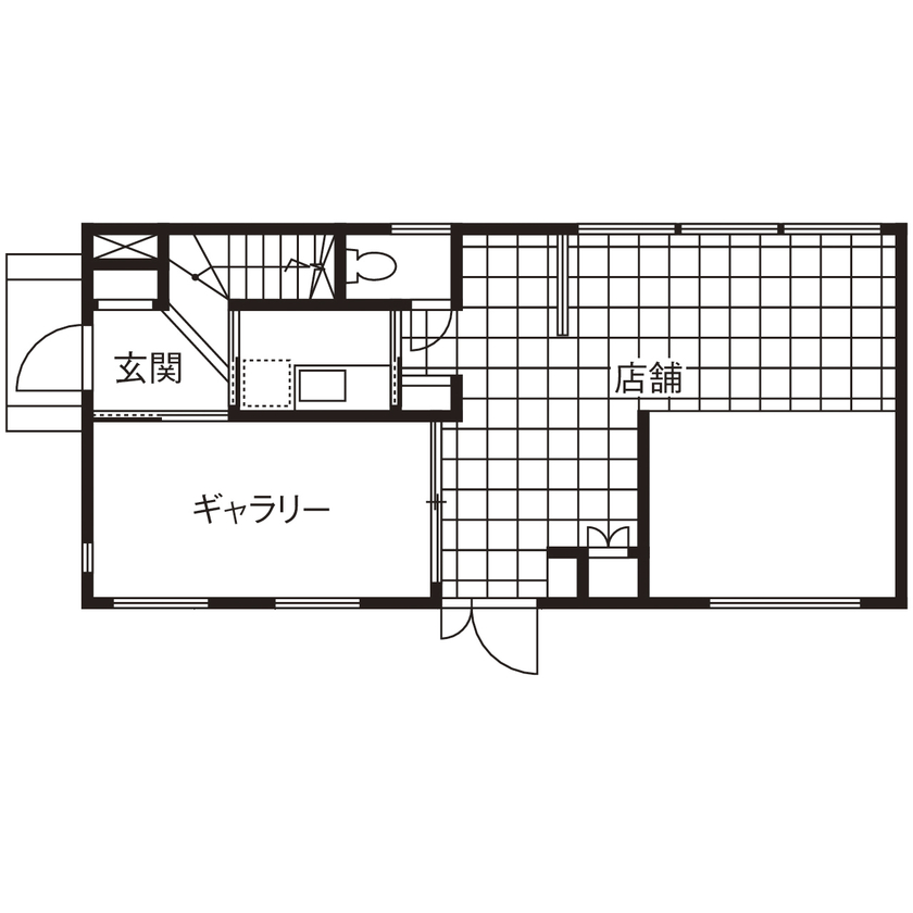 イオスホーム 【1000万円台/20坪台/店舗併用住宅/間取り図】理想のデザインを叶えた美容室併用の暮らしを実現の間取り図（1LDK＋店舗）1階