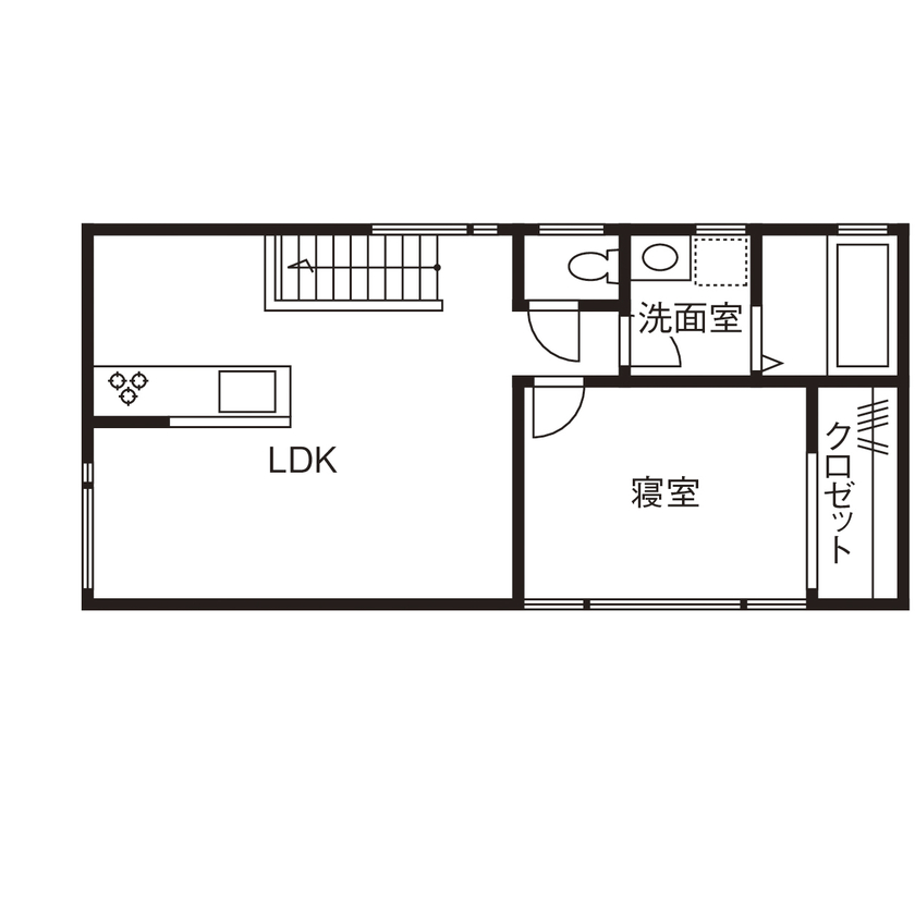 イオスホーム 【1000万円台/20坪台/店舗併用住宅/間取り図】理想のデザインを叶えた美容室併用の暮らしを実現の間取り図（1LDK＋店舗）2階