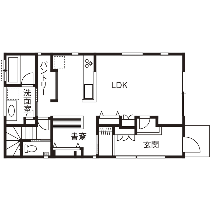 イオスホーム 【1000万円台/35坪/土地探し/間取り図】掃除のしやすさや収納にもこだわったコストも納得のナチュラルな家の間取り図（3LDK）1階