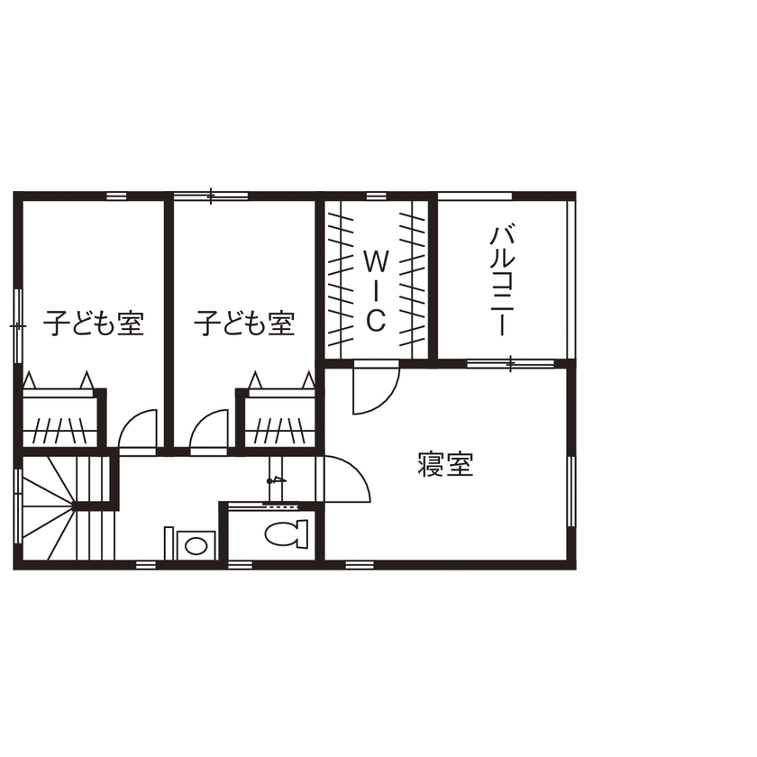 イオスホーム 【1000万円台/35坪/土地探し/間取り図】掃除のしやすさや収納にもこだわったコストも納得のナチュラルな家の間取り図（3LDK）2階