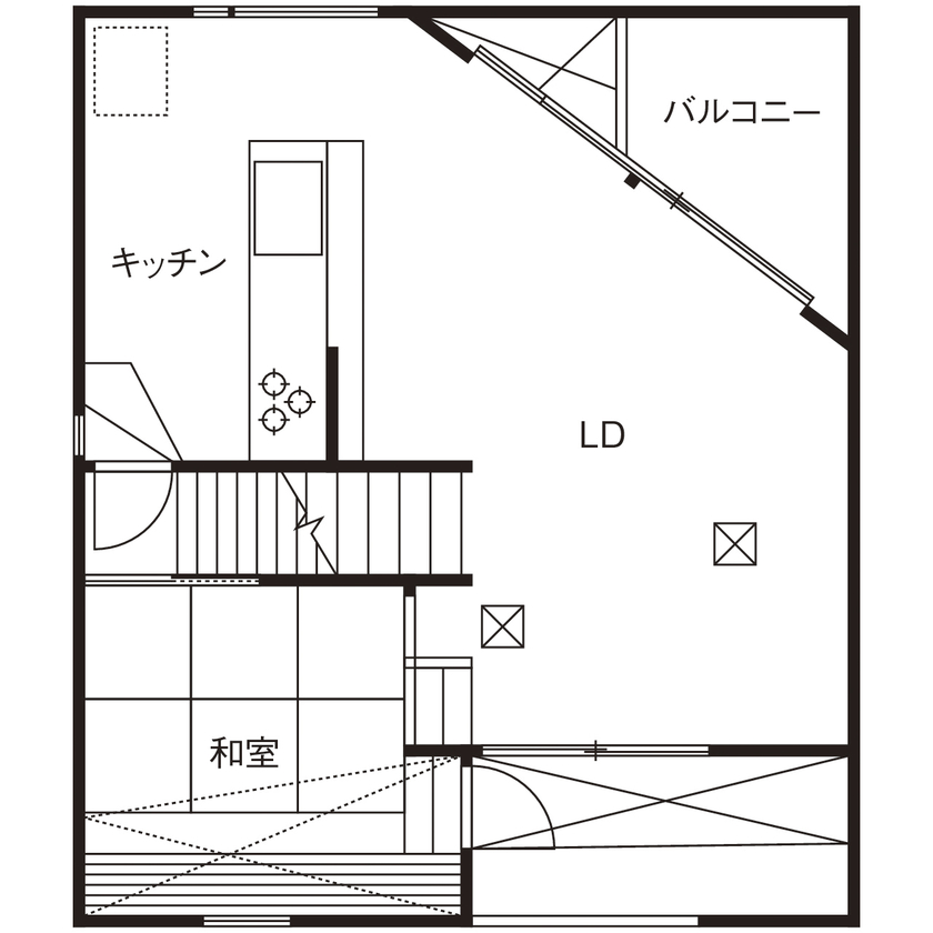 イオスホーム 【1000万円台/20坪台/狭小地/間取り図】こだわりを実感し眺める暮らしの実現。設計力で叶えるデザイン住宅の間取り図（3LDK）2階