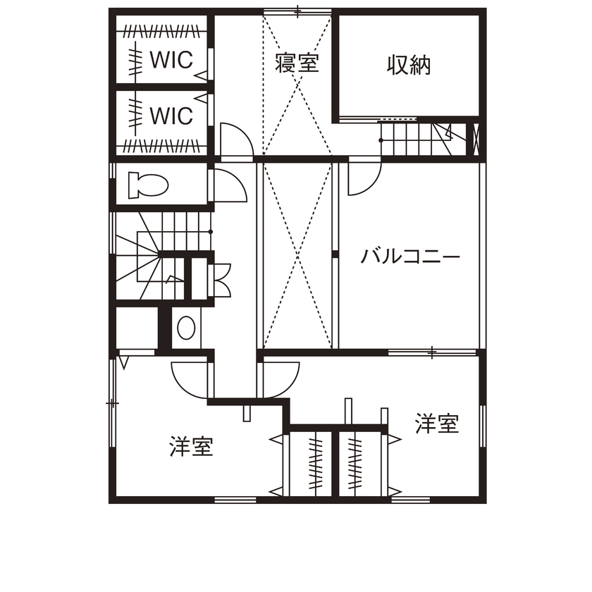 イオスホーム 【2000万円台/30坪台/サウナ/間取り図】効率いい家事動線で寛ぎ時間をプラス。予算と対応力重視の家づくりの間取り図（5K以上）2階