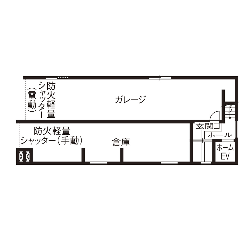 テクノ住研 【大阪市｜狭小間口|間取り有】壁も柱もない広々大空間！ワイドスパンのビルトインガレージも壮観の間取り図（４LDK+WIC）１階