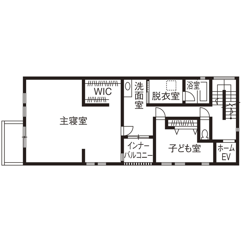 テクノ住研 【大阪市｜狭小間口|間取り有】壁も柱もない広々大空間！ワイドスパンのビルトインガレージも壮観の間取り図（４LDK+WIC）２階