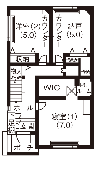 専門職組合 ＼ZEH/バー風カウンター/太陽光パネル／「光熱費ゼロの家を目指して」ZEH仕様でスマートな暮らしの間取り図（4LDK+S）1階