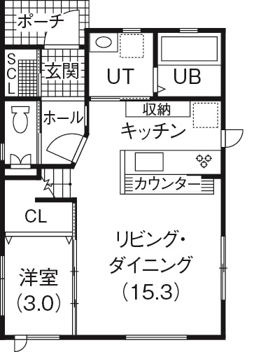 専門職組合 <4LDK間取図/収納充実/4人家族>賃貸の時よりコストダウン！20代でマイホームを叶えた笑顔溢れる家の間取り図（4LDK）１階