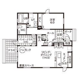 専門職組合 〈札幌市/3LDK間取図/ダブル断熱/収納充実〉ドッグランも併設、回遊動線もばっちり！ペットと暮らす家の間取り図（3LDK）1階