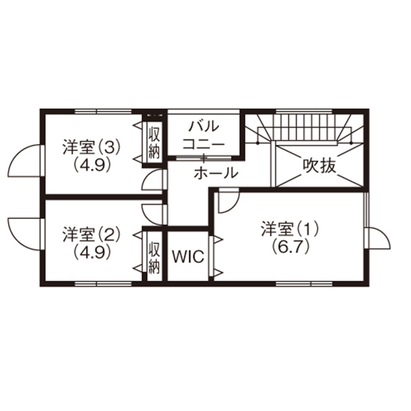専門職組合 <札幌市/3LDK＋店舗/4人家族/3階建/収納充実>仕事とプライベートと切り替えられる理想の暮らしができる家の間取り図（3LDK＋店舗）3階