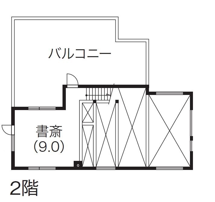 専門職組合 < 3LDK間取図/収納充実/30坪/吹抜>高台からの風景を取り込み、居心地の良さを追求した家 の間取り図（3LDK）２階