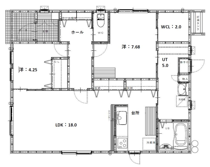 専門職組合 <登別市/2LDK/収納充実>回遊動線で家事も楽々、収納豊富でゆったり暮らせる憧れの平屋の間取り図（2LDK）1階