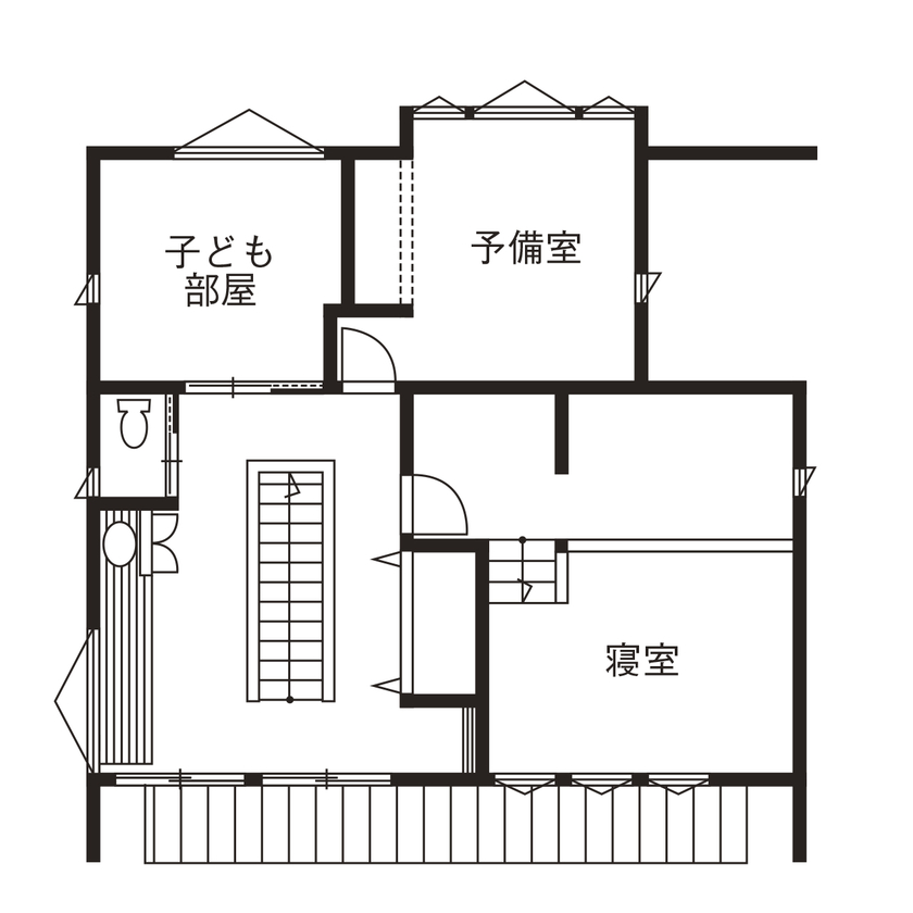 マルニホーム 【34.9坪/2,350万円】「通り土間」で家族をつなぐ家の間取り図（3LDK）2階