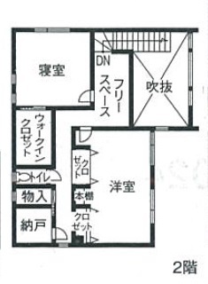 ＩＤ アーキテクチャル アトリエ 【4LDK間取図/吹抜/ガレージ/カウンター】真っ白なガルバリウム外壁が印象的な遊び心あふれる提案に大満足の間取り図（4LDK）２階
