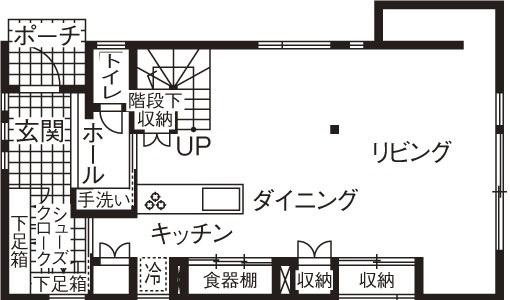 ＩＤ アーキテクチャル アトリエ 【3LDK間取図あり/書斎/ガルバリウム外壁】ホテルライクな空間に憧れて。生活感を感じさせない家づくりの間取り図（3LDK＋庭）１階