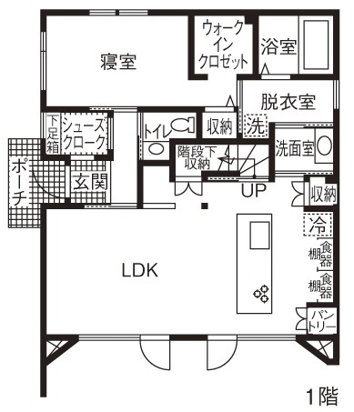 ＩＤ アーキテクチャル アトリエ 【札幌市/3LDK+フリースペース間取図】おうち時間の快適さを追求した平屋風の間取りが特徴の住まいの間取り図（3LDK+フリースペース）1階