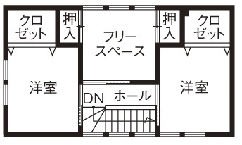 ＩＤ アーキテクチャル アトリエ 【札幌市/3LDK+フリースペース間取図】おうち時間の快適さを追求した平屋風の間取りが特徴の住まいの間取り図（3LDK+フリースペース）2階