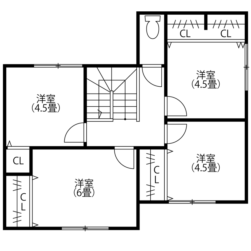 SUNSHOW 夢ハウス 岐阜・美濃加茂スタジオ 【1000万円台/20坪台】4LDK/リビングに「キッズクローク」ハイブリッド給湯器の導入で高い省エネ効果を実現の間取り図（4LDK）2階