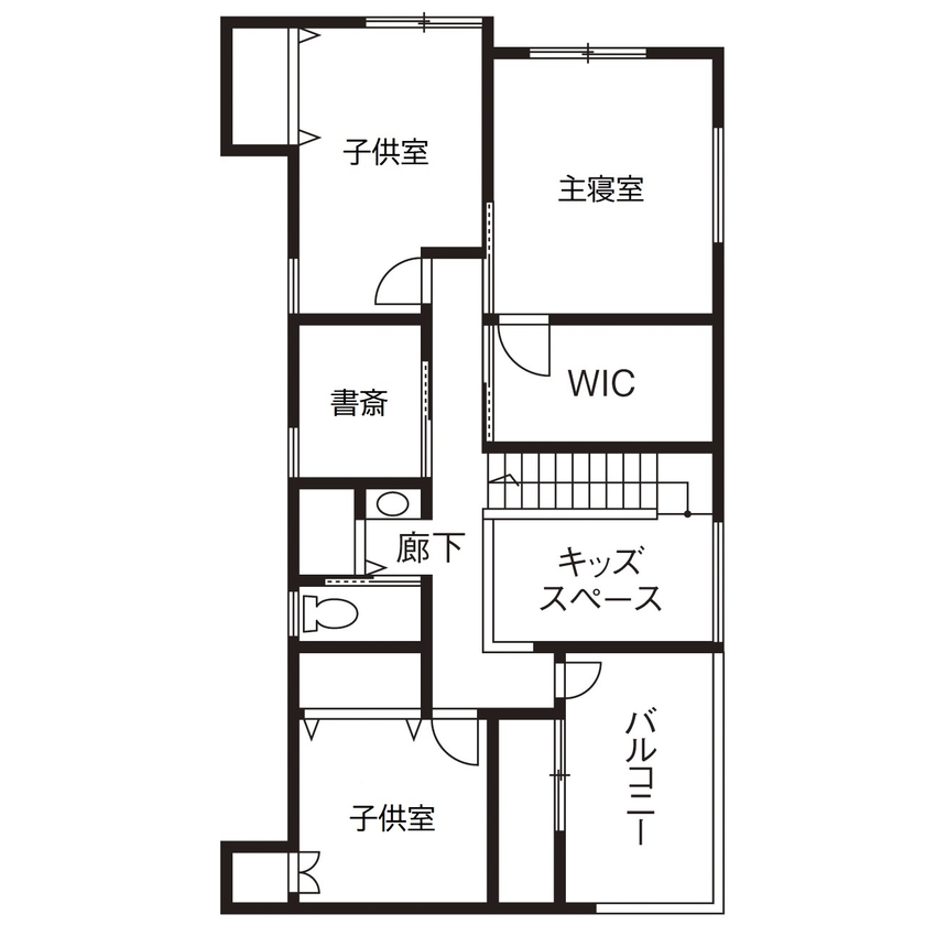 アーキテクト/一級建築士事務所 【大阪府堺市/間取り図掲載】スキップフロアにボルダリングウォール。アクティブな家族が元気に暮らす家の間取り図（3LDK+S）2階
