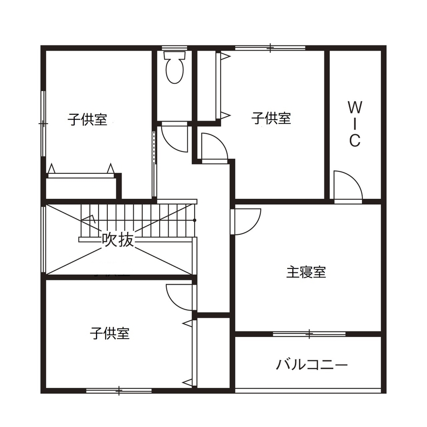 アーキテクト/一級建築士事務所 【大阪府泉佐野市/2000万円台/間取り図掲載】ネイビーを基調にデザイン性を追求。回遊動線で快適にの間取り図（4LDK+S）2階