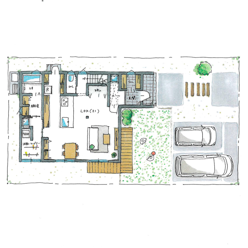 シンプルハウス 【1900万円台/延床30坪台/間取り図有】家族をそっと包み込むような、やさしい印象のホワイトの家の間取り図（3LDK＋納戸）1階