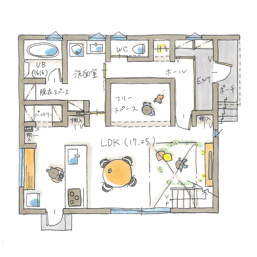 シンプルハウス 【2200万円台/延床30坪台/間取り図有】デザインと性能、すべて納得のいく家づくりを叶えて心地いい暮らしをの間取り図（3LDK＋フリースペース）1階