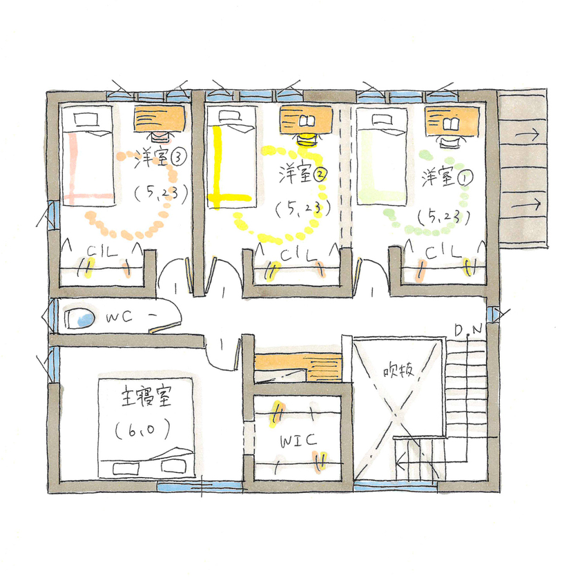 シンプルハウス 【2200万円台/延床30坪台/間取り図有】デザインと性能、すべて納得のいく家づくりを叶えて心地いい暮らしをの間取り図（3LDK＋フリースペース）2階