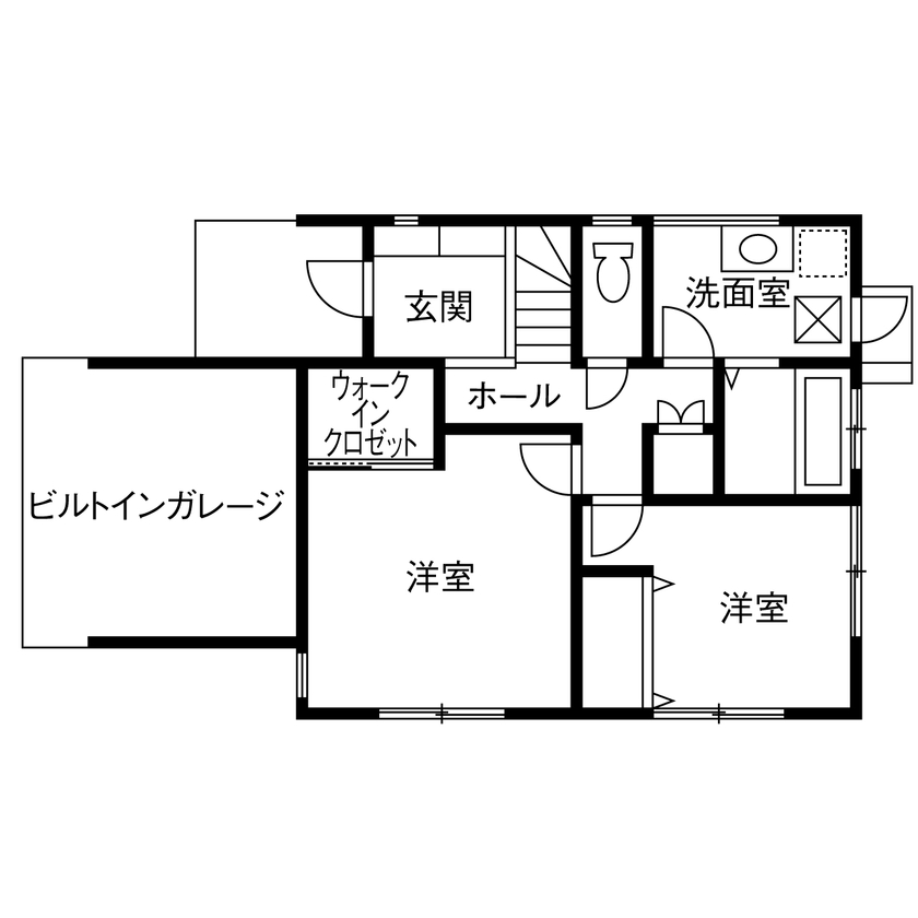 一級建築士事務所　ホームスタイリング 【2700万円台/33坪/間取り有/ルーフバルコニー】光と風があふれる２階リビングのビルトインガレージハウスの間取り図（3LDK）1階