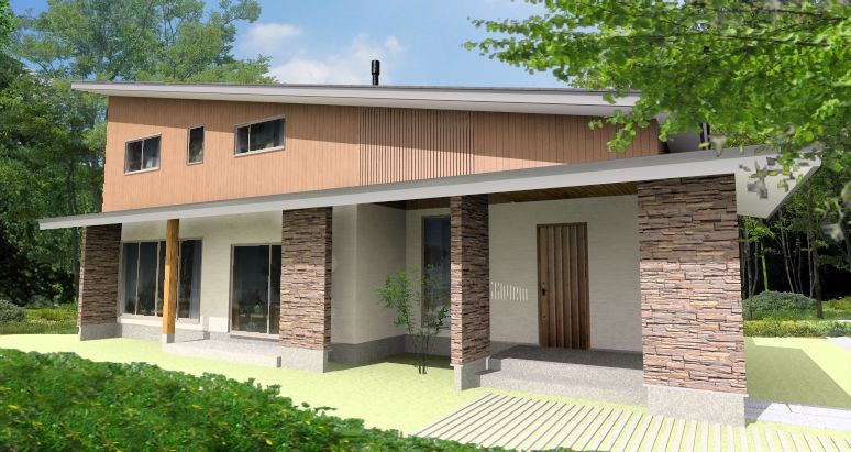 工房信州の家／フォレストコーポレーション 【3LDK・別荘・土間・薪ストーブ】美しい片流れ屋根の家の建築実例画像2