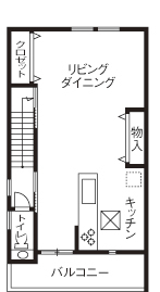 清栄コーポレーション 【京都市内/狭小３階建て/間取り図有】価格1500万円台と大満足の予算！やっとたどり着いた思い通りの家の間取り図（3LDK）２階