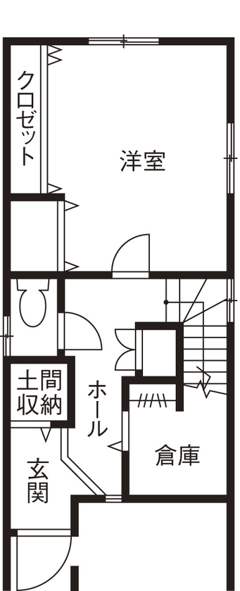 清栄コーポレーション 【京都市内/狭小 ３階建て/1500万円～/間取り図】 敷地をギリギリまで活かした開放的でおしゃれな家の間取り図（3LDK）1階