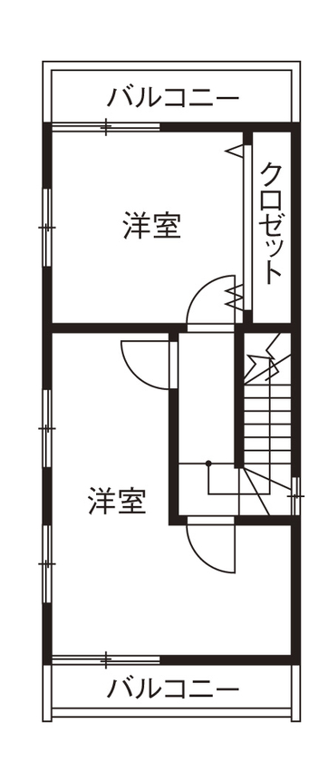 清栄コーポレーション 【京都市内/狭小 ３階建て/1500万円～/間取り図】 敷地をギリギリまで活かした開放的でおしゃれな家の間取り図（3LDK）3階