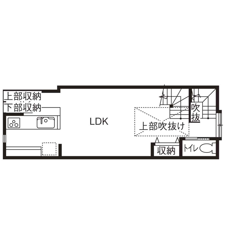 清栄コーポレーション 【京都市】３階建【1500万円～1999万円】狭小住宅でものびのび。梁はキャットウォークにの間取り図（2LDK）２階
