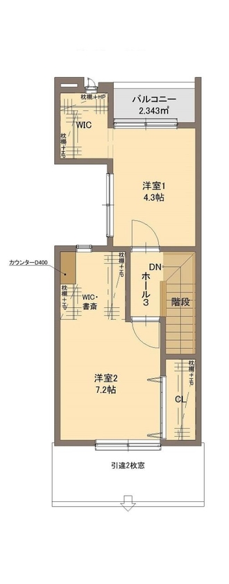 清栄コーポレーション 【京都市・狭小・コンパクト】二間間口でも余裕の住み心地。シンプルモダンな防音スタジオのある家の間取り図（３LDK+２WIC）３階