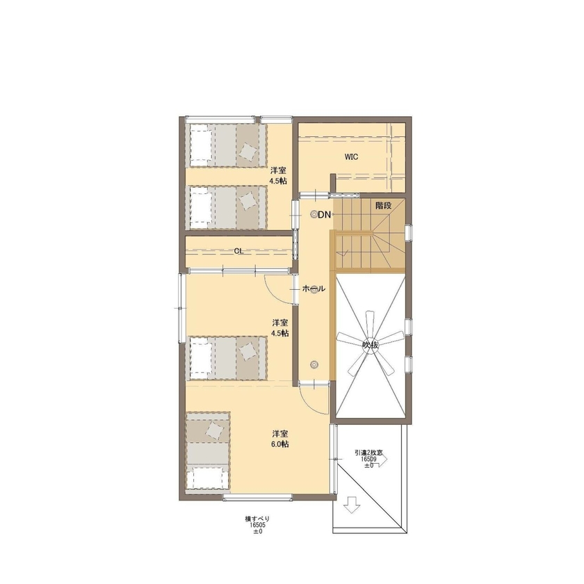 清栄コーポレーション 【京都市｜2000万円台｜2階建｜間取り図あり】イメージをカタチに！土地探しから熱意いっぱいに対応の間取り図（2LDK＋WIC）２階