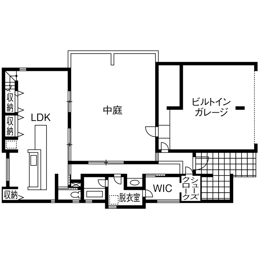 ストークホーム 【岐阜市×3000万円台×間取り図有】全館空調とビルトインガレージ、材料提供でコストカットも実現！の間取り図（2LLDK＋ガレージ）1階