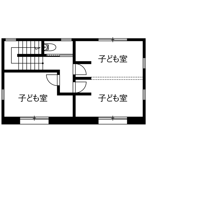 ストークホーム 【岐阜市×2000万円台×間取り図有】上質でシンプルな建築家デザイン。庭とリビングがつながるコの字型の家の間取り図（4LDK＋テラス）2階