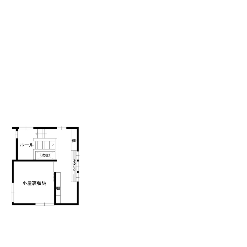新日本建設 【平屋/中庭/和モダン】愛犬2匹が喜ぶドッグランのような広々とした中庭のある平屋の間取り図null小屋裏収納