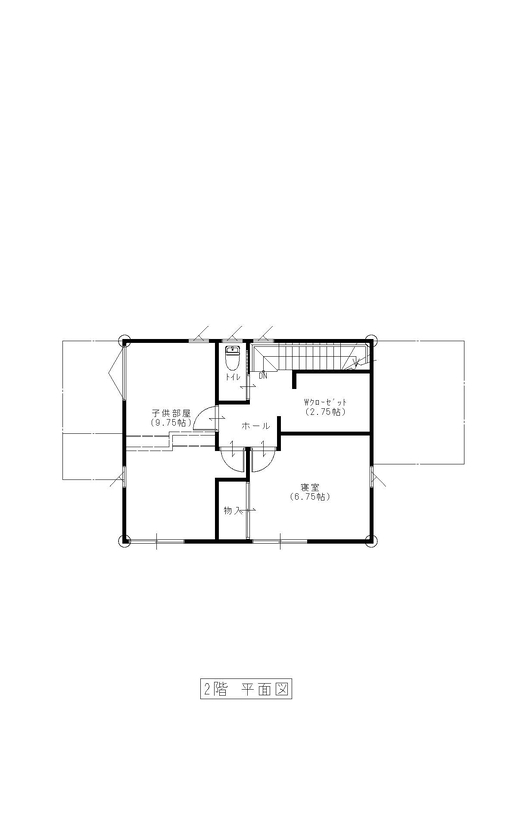 新日本建設 【ナチュラルモダン/グレー/梁現し/子育て世代の家】木×白×グレーのシンプルかつデザイン性のある家の間取り図（3LDK）2階