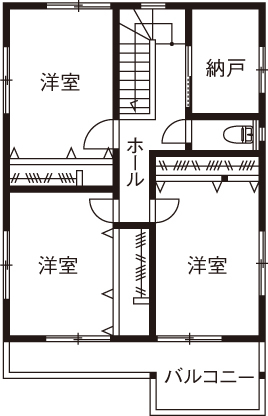 アキュラホーム（AQ Group） 【1000万円台/33坪/間取り図有】子育て世代に人気の1階畳スペースもそなえた住まいの間取り図null2階