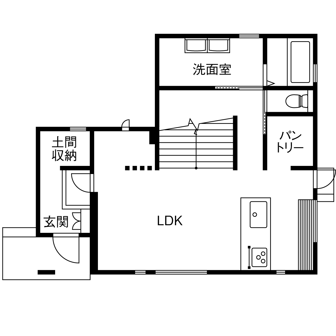 アキュラホーム（AQ Group） 【2000万円台/39坪/間取り図有】ハンモック、囲炉裏、ホームシアター、オモチャ箱のような楽しい住まいの間取り図（4LDK）1階
