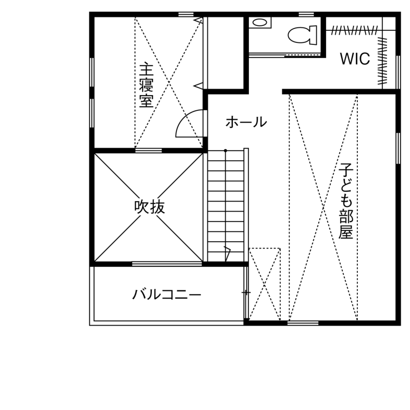 アキュラホーム（AQ Group） 【2000万円台/30.2坪/間取り図有】人が集まる開放的な土間リビング。確かな性能で大空間でも1年中快適にの間取り図（3LDK）2階