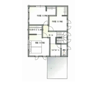 プラネットホーム すっきりスクエアデザインの外観と、ミッドセンチュリーテイストなインテリアが素敵なお家の間取り図null