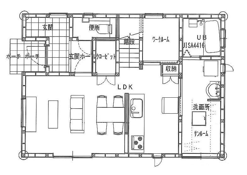 プラネットホーム くつろぎを演出するホテルライクモダン住宅の間取り図（3LDK）1階