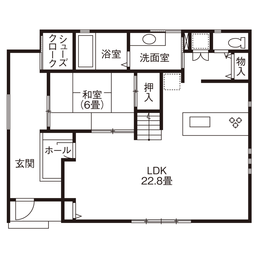 ゆめすみか（吉村一建設） 【木津川市/約40坪/間取り図有】遊び心がある家を！土間が通る、ダブル断熱と全館空調で冬暖かく夏涼しい家の間取り図（4LDK）1階