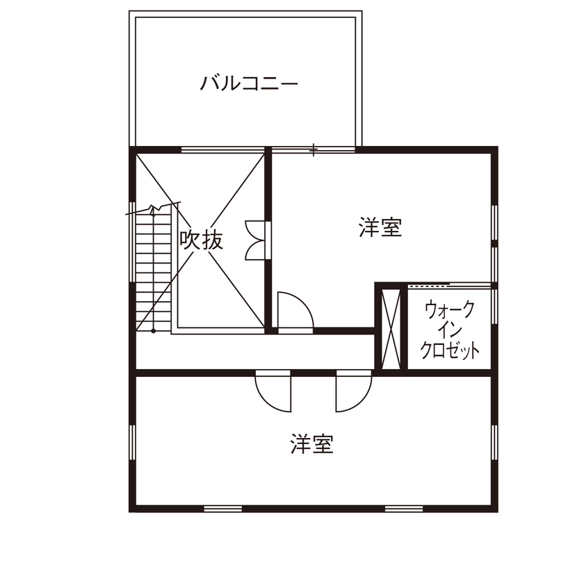 ゆめすみか（吉村一建設） 【~1500万円/約30坪/大阪府/間取り図有】キューブ型外観がお洒落！四季を通じて暖かい吹き抜けで開放的な家の間取り図（3LDK）2階