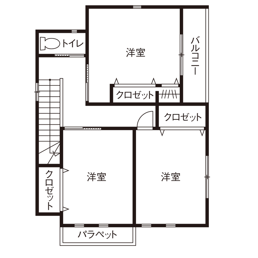 ゆめすみか（吉村一建設） 【大阪府・1500万円～1999万円】シャープなシンプルモダンの外観と北欧風の温かい住空間の間取り図（3LDK）2階