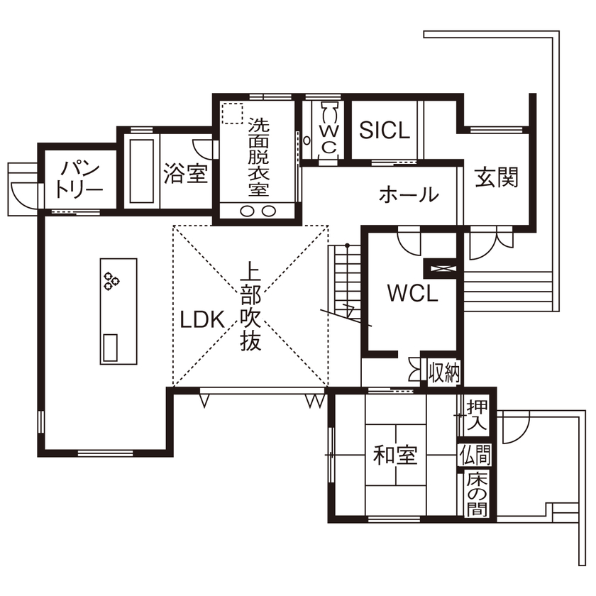 ゆめすみか（吉村一建設） 【4000万円台/大阪/堺市/間取り有/全館空調】家事シェア導線！仕事や子育てに忙しい毎日を助けてくれる家の間取り図（4LDK＋WIC）1階