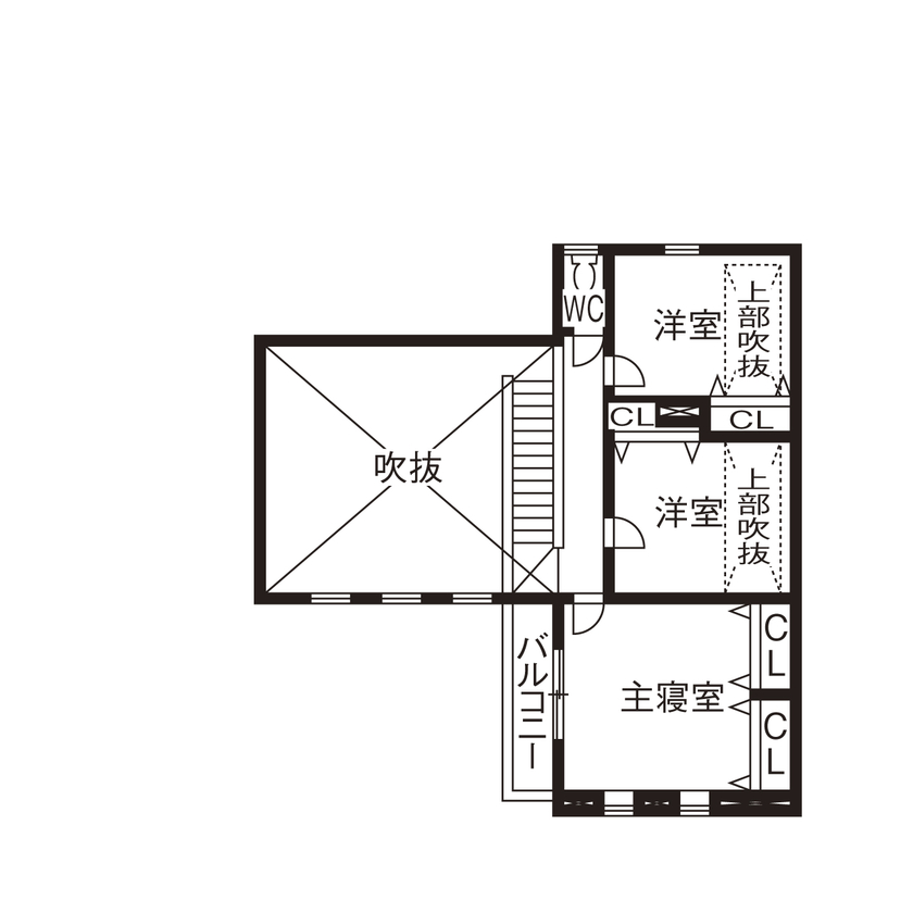 ゆめすみか（吉村一建設） 【4000万円台/大阪/堺市/間取り有/全館空調】家事シェア導線！仕事や子育てに忙しい毎日を助けてくれる家の間取り図（4LDK＋WIC）2階